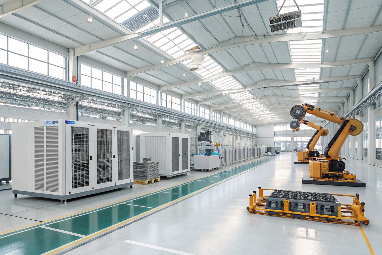 A modern and clean air conditioner manufacturing factory floor
