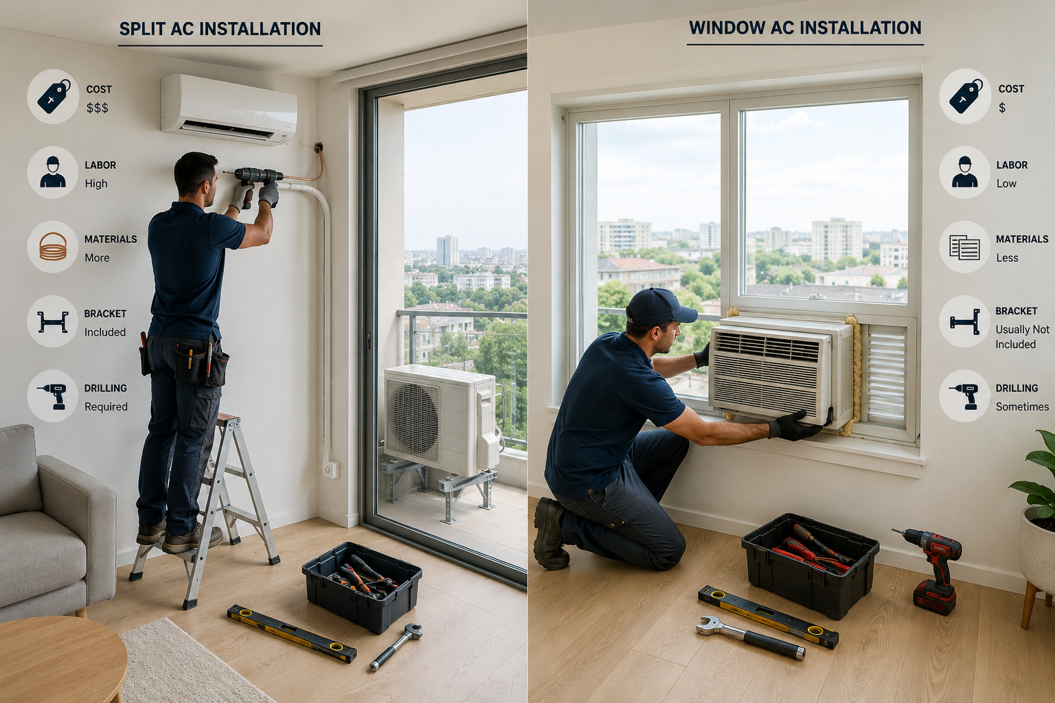 Split vs Window AC Cost Installation Guide