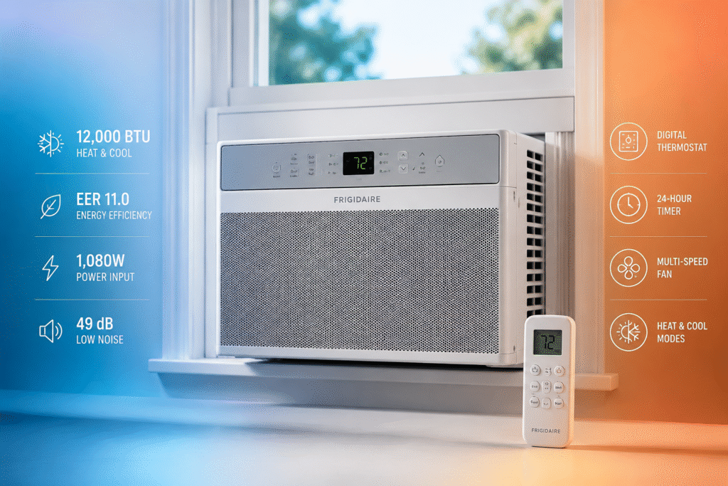 key specs for heat and cool window AC