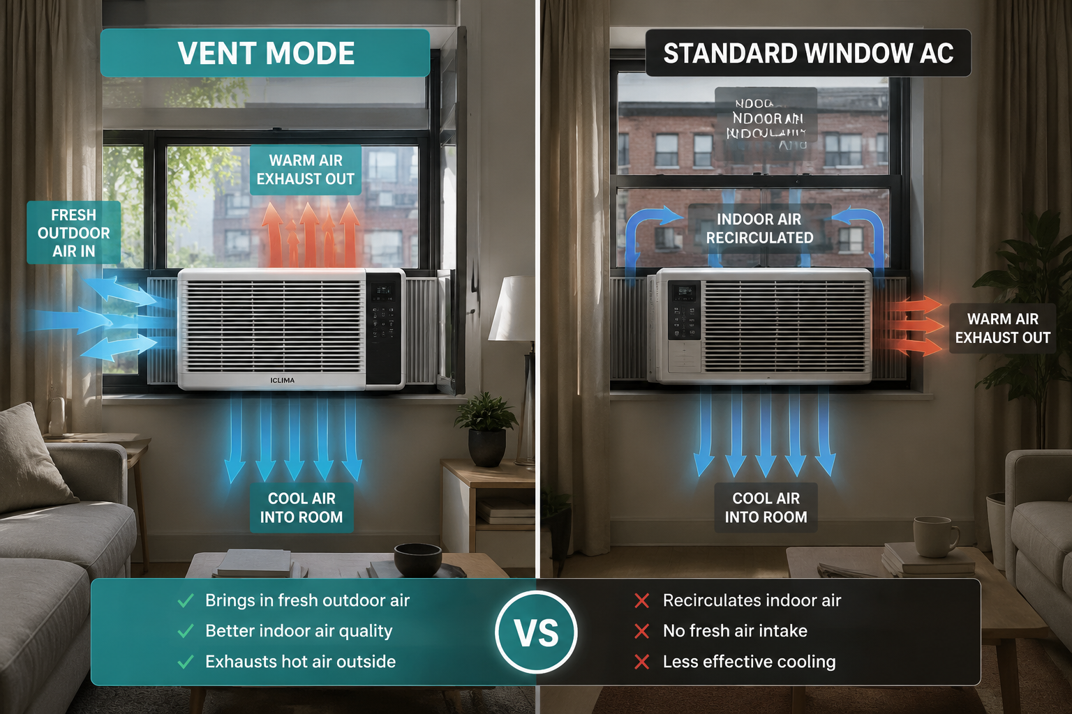 Vent Mode vs Standard AC Vent mode vs standard window ACs