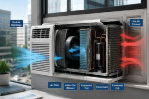 Window air conditioner circulation mechanism B2B