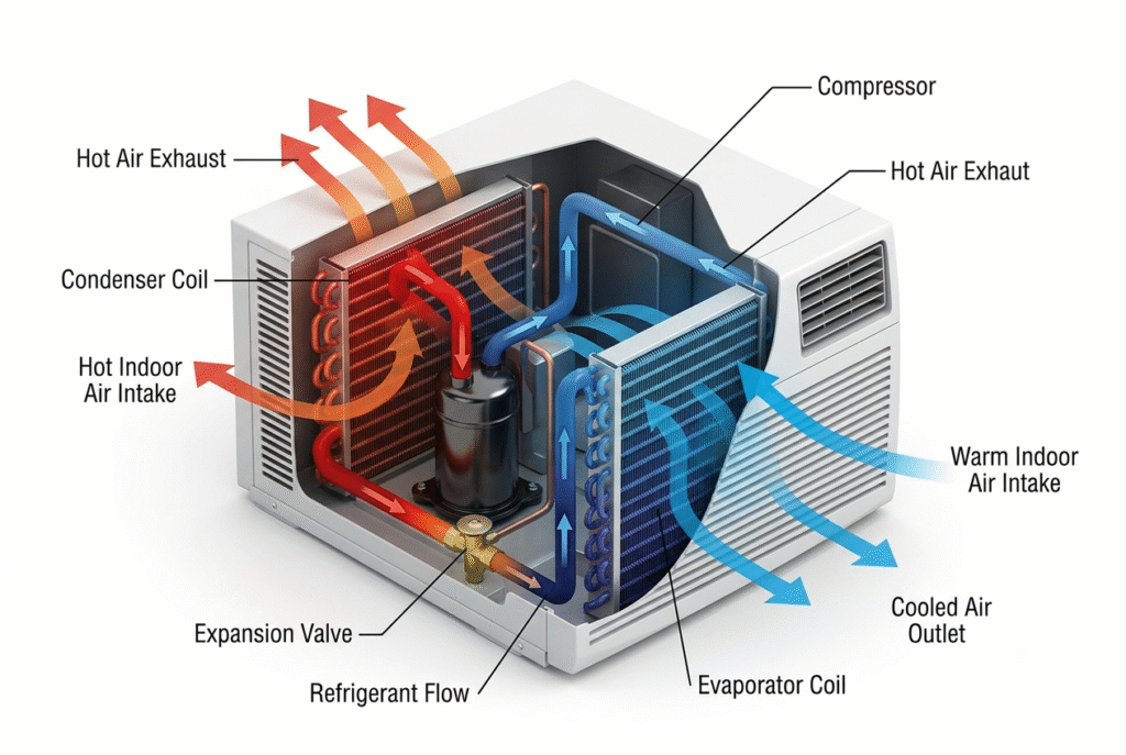 refrigeration cycle of window ac