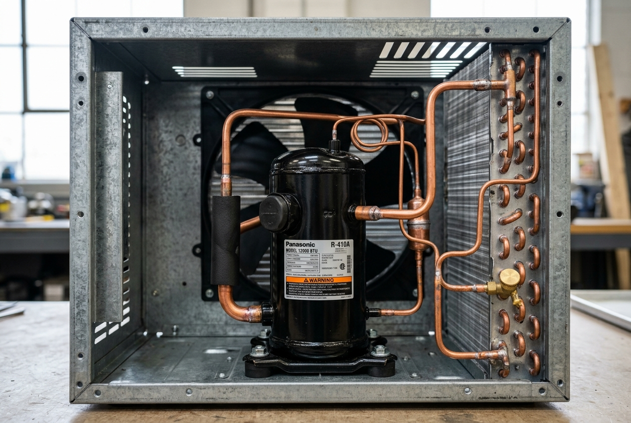 Core Components of a Window AC window ac compressor and condenser coils