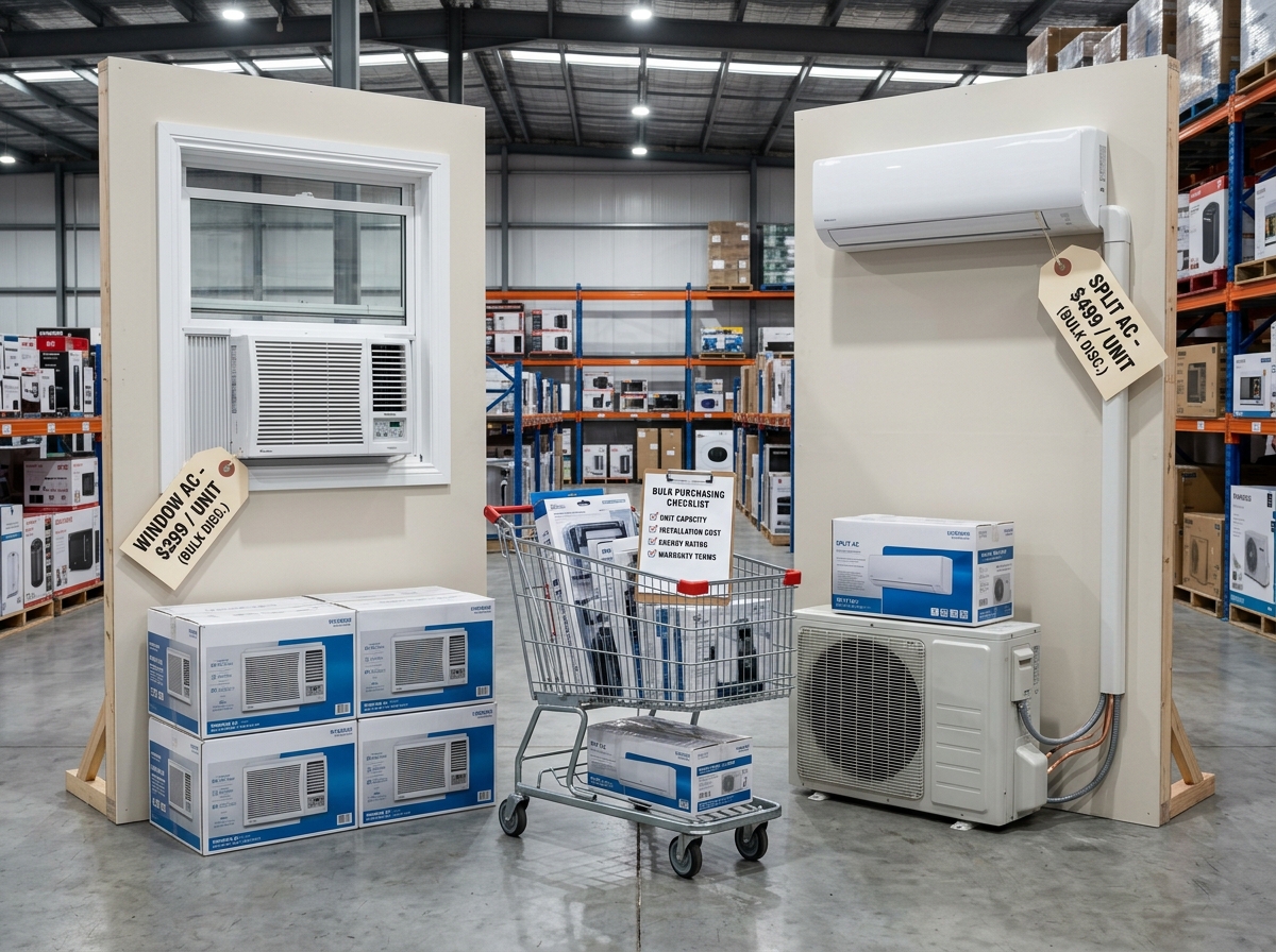 Bulk buying guide for hotels and contractors choosing window AC with heat pump or split AC